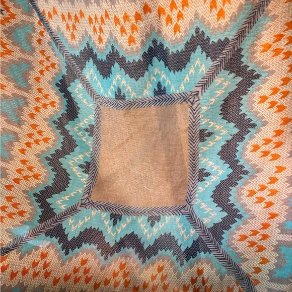 Vintage Women's Khaki and Blue Scarf-wraps,boho sheik - Picture 5 of 9